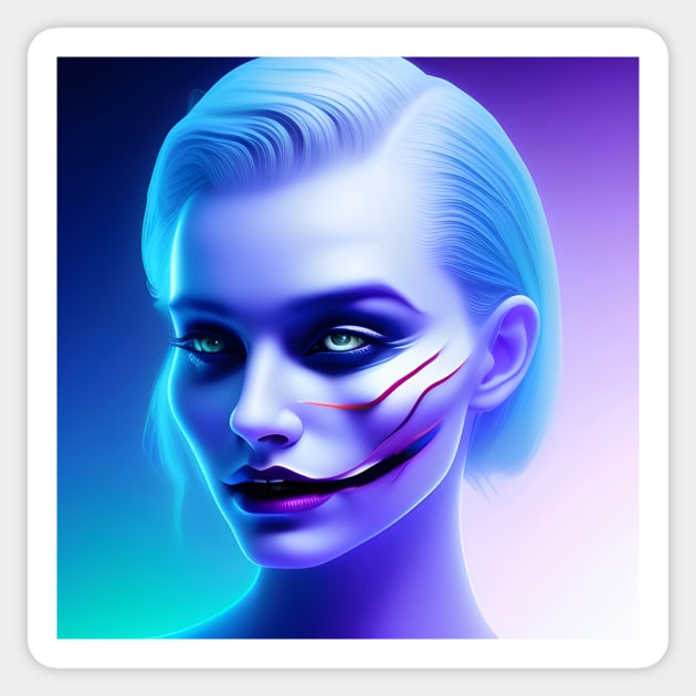 Sad Girl with Joker's Smile Sticker by animegirlnft